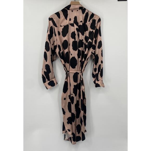Megan Renee Organic Silk Shirt Dress Leopard Animal Print Belted Pink Black 2X - Picture 4 of 8